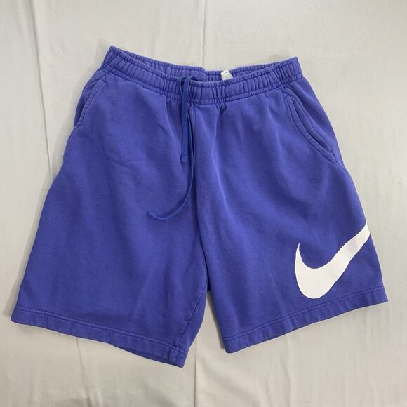 Nike Sportswear Club Men’s Big Swoosh Graphic Fleece Shorts Size Large Blue - Picture 1 of 6